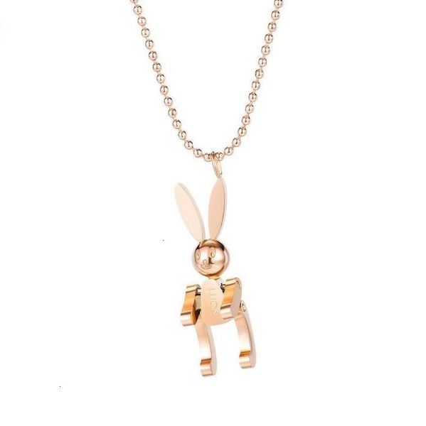 

necklace cute women's 316l girlfriend's pendant rabbit gifts rose gold plated stainless steel chokers ne0b2v