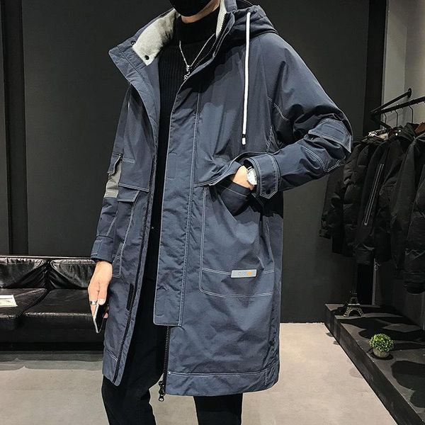 

2020 new men's medium and long down jacket light and thin industrial wear large thick coat korean version handsome, Black