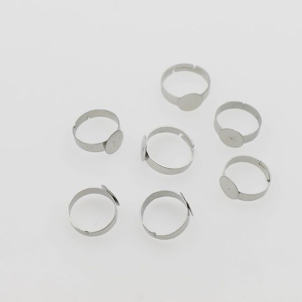 Verstellbare Größe, Ring mit runder Basis, blanko, offene Ringe, Bandringe, Metallmaterial, 200 Stück/Los, matt versilbert, passend für Schmuck zum Selbermachen, als Partygeschenk und zum Üben von Kindern