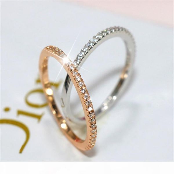 

eternity lovers ring 100% real 925 sterling silver diamond promise engagement wedding band rings for women bridal jewelry gift, Slivery;golden
