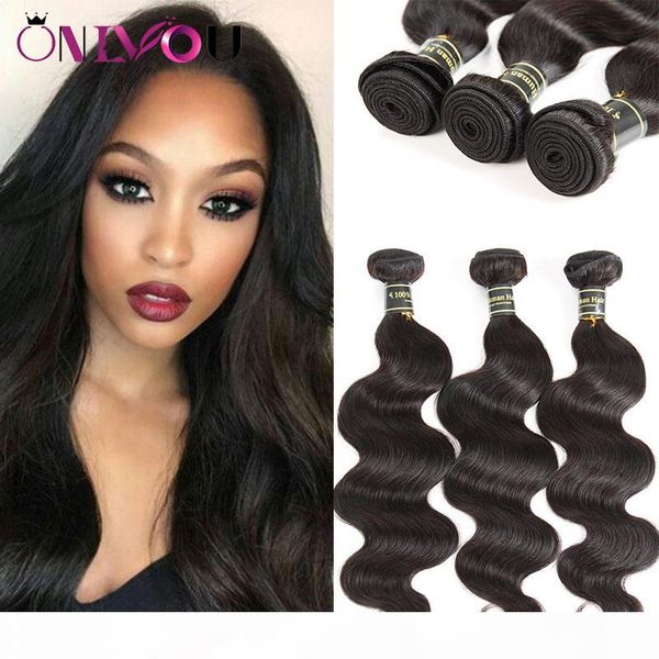 

superior suppliers 9a brazilian virgin hair extensions 6 weaves bundles body wave human hair wefts soft body wave raw indian remy hair, Black