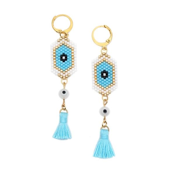 

go2boho miyuki earrings women turkish evil eye earring boho summer handmade woven jewelry pendientes mujer moda 2021 fashion, Silver