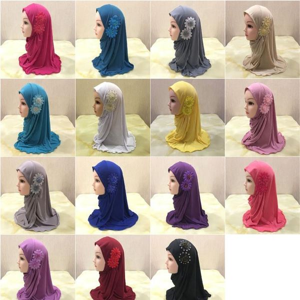 

solid flowers head scarf children inner caps for hijab islamic clothing wrap muslim kids hijab underscarf bonnet 2 to jlliyc