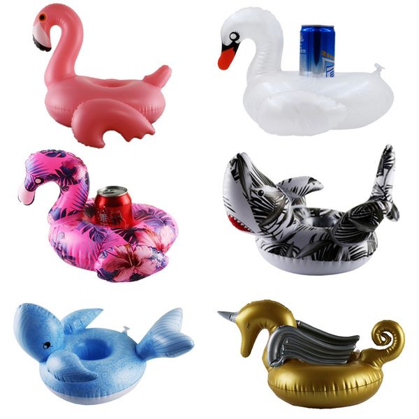 

new cute animals drink holder water fun toy swimming pool rafts inflatable floating summer beach party kids phone cup holders q1217