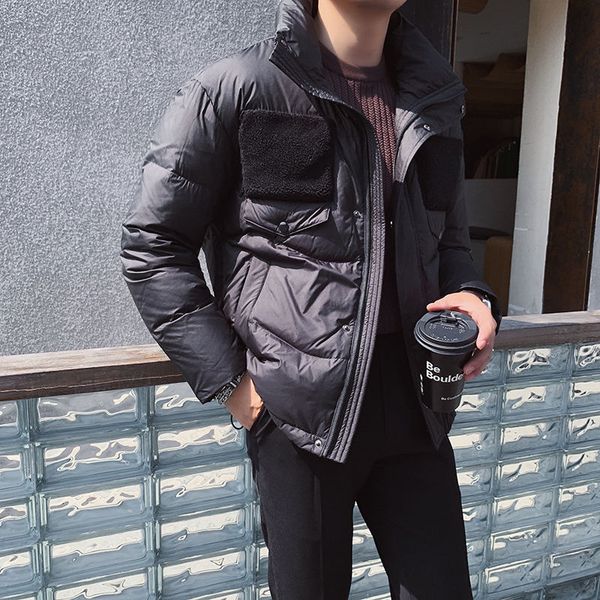 

2021 new masculino-roupa acolchoada outono-inverno novo emagrecimento e veludo retalhos de algodo-acolchoado casuais juventude vph7, Black