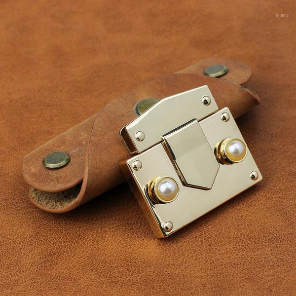 

10pcs leather bag women luxury zinc twist lock pearl decorate dual press operate clasps handbag hardware1, Black