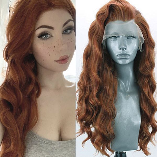 

rongduoyi ash brown high temperature fiber hair synthetic lace front wig long wavy cosplay lace wigs for women with side part, Black;brown