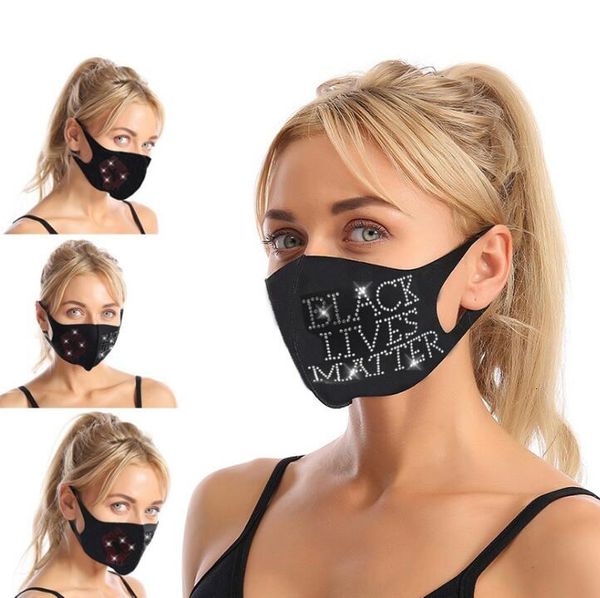 

hanging creative brand ear designer design fashion dustproof color flashing rhinestones washable mask word pattern with diamond
