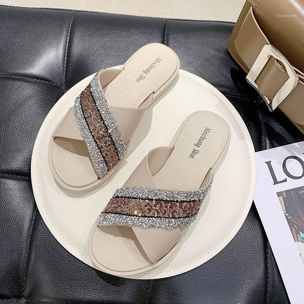 

ladies' new outer wear fashion all-match cross retro flip-flops1, Black