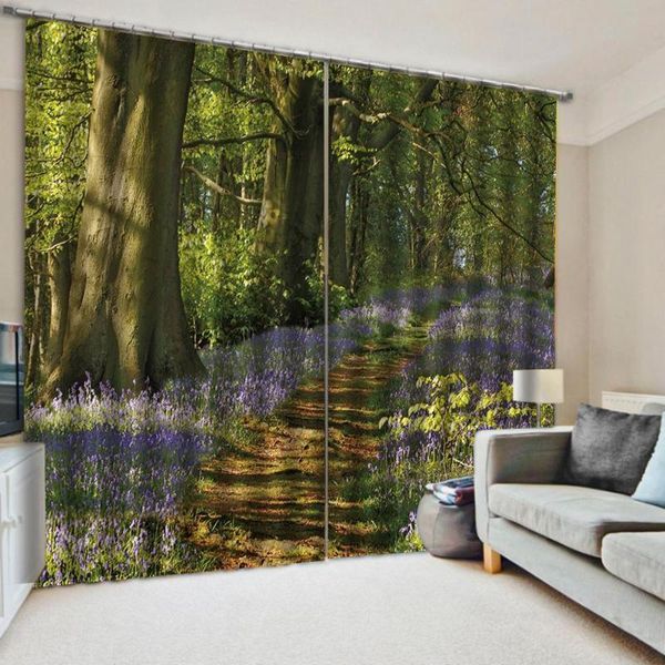 

curtain & drapes custom curtains landscape woods lavender po printing blackout 3d for living room bedding el cortinas
