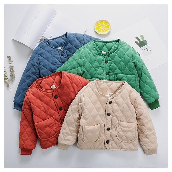 

baby boys parka kids jacket diamond plaid plus cotton coat winter children jacket spring fall toddler outerwear & coats 2-7t, Blue;gray