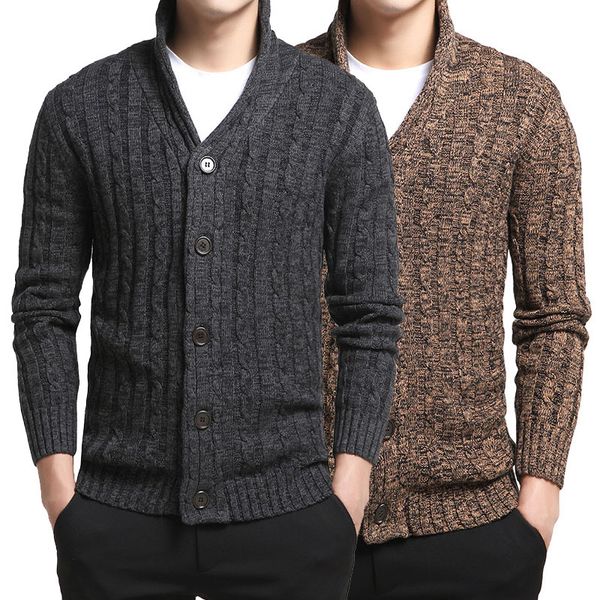 

warm coats thick cardigan sweater men v-neck solid slim fit knitting button men's sweaters korea style autumn fashion casual kg-335, White;black