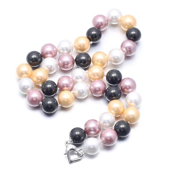 

chains style shell necklace exquisite mix-color round beads for elegant women love romantic gift jewelry, Silver