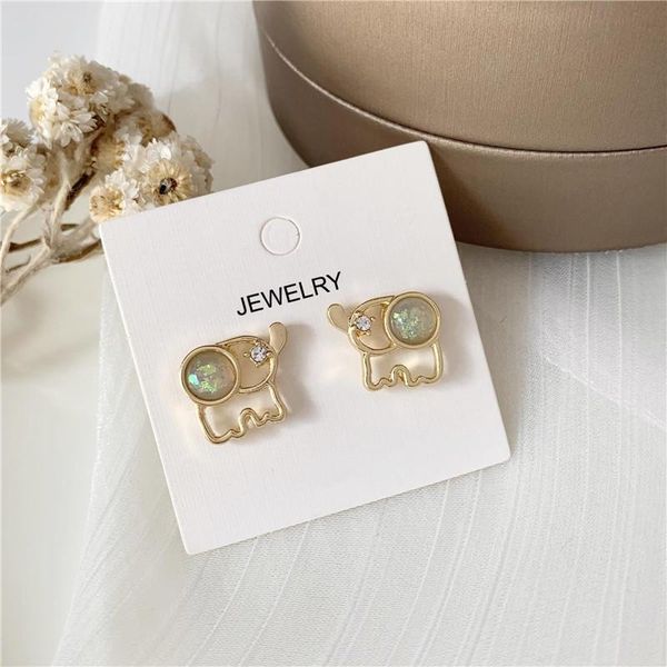 

stud fashion jewelry minimalist elephant earrings rhinestone metal cute animal ear mother's day gift pendientes mujer moda, Golden;silver