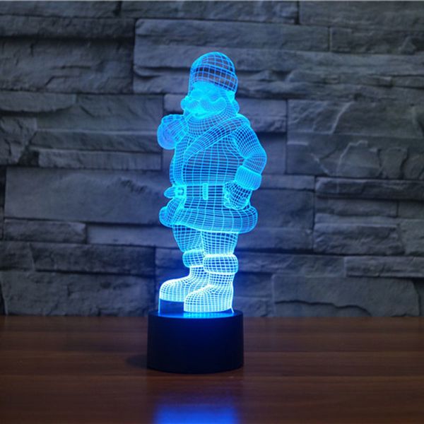 

2021 new santa claus christmas 3d lamp decor creative night 7 colors chaning cool atmosphere light as home decoration 4bxp