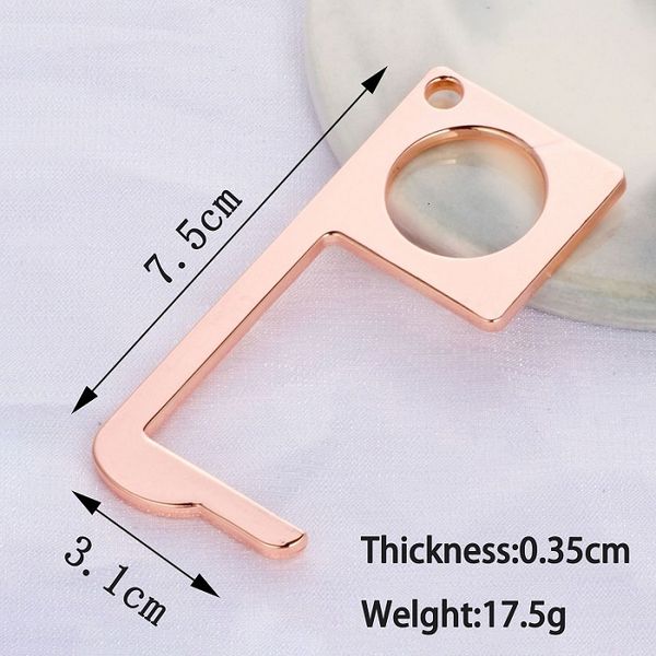 

keychain door closer non-contact tool handheld brass edc offering non-contact door opener hook & stylus utlity tool with opp bag, Slivery;golden