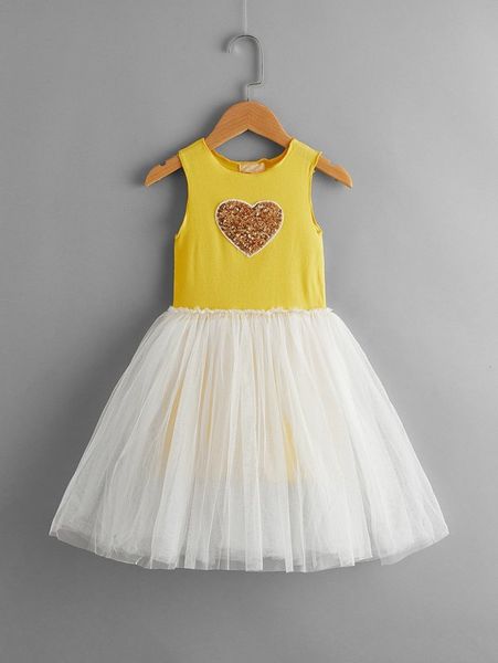 

toddler girls sequin detail mesh panel dress she, Red;yellow