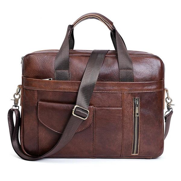 

new natural cowskin multi-functional briefcase men's genuine leather handbag casual fashion 15.6 " lapcomputer business bag