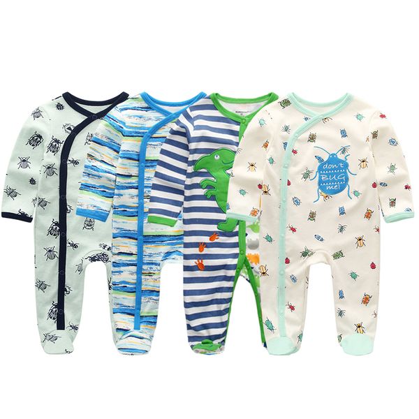 

new 2/3/4pcs baby rompers long sleeve newborn infant baby boy girl clothes printed jumpsuit climbing outfits clothing ropa bebe t200706, White