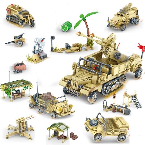 Modelo de caminhão de veículos blindados clássicos com soldado do exército compatível tanque militar modelo blocos de construção crianças brinquedos lj200928