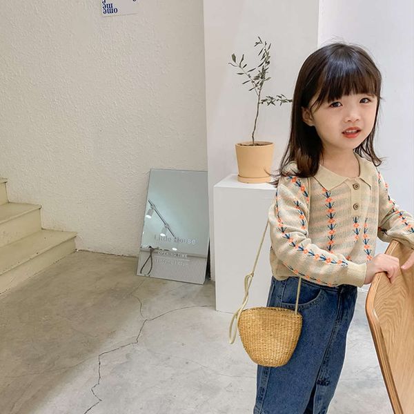 

knitted girls' sweater soft and comfortable korean fashion temperament bottom coat daily lovely children's wear moou297j, Blue