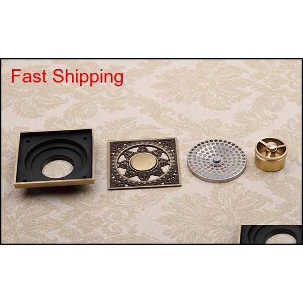 

antique brass carved flower bath floor drain strainer cover art bathroom deodorant floor qylqrg new_dhbest