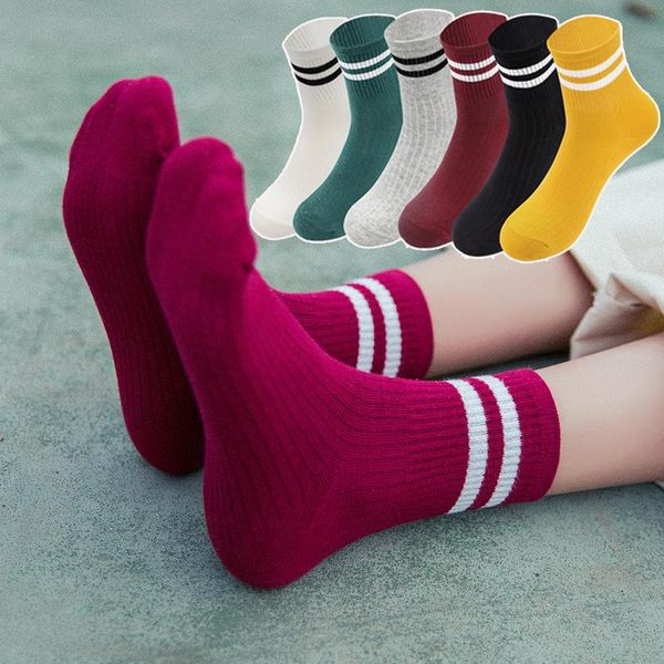 

socks & hosiery funny cute japanese high school girls cotton loose striped crew colorful women harajuku retro short, Black;white