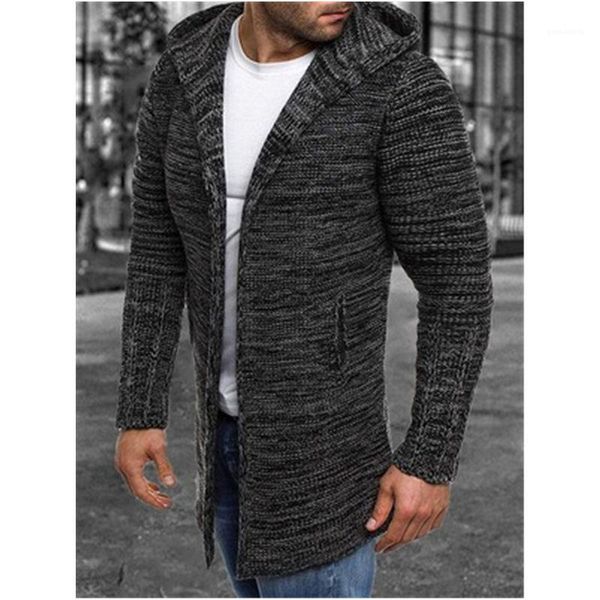 

cardigan hooded sweaters coats male spring loose casual pullover long sweater mens slim knitting sweaters fashion trend long sleeve, White;black