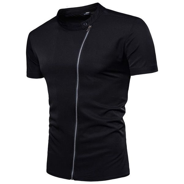 

short sleeve shirt men's summer stand collar short sleeve casual shirt zipper dropshipping 2019 unique mens dress shirts ll, White;black