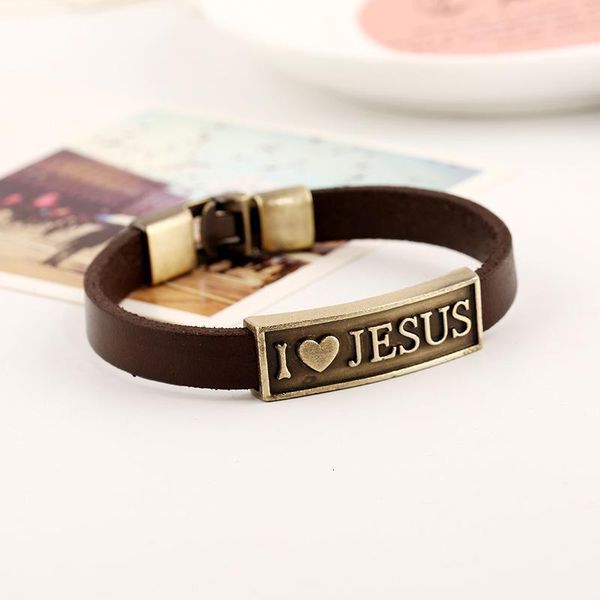 

tag i jesus antique love leather bracelet wristband rings woman man fashion jewelry