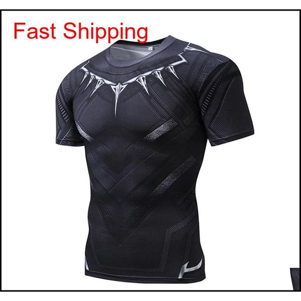 

2017 new fashion trend men panthers short sleeve elastic compression breathable sweat slim shirt pnsk9