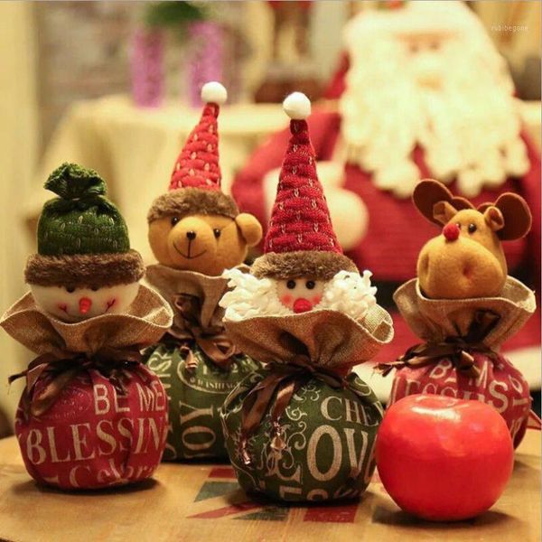 

christmas decorations xmas santa claus elk snowman gift bag holder merry party candy pouches1