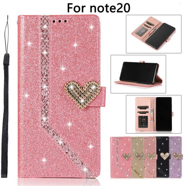 

suitable for samsung note20ultra love flip n89 flash powder card case note10plus mobile phone case fevfe1