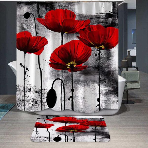 

shower curtains colorful tulip lotus flower curtain animal plant bathroom decor home bath bathtub waterproof polyester set