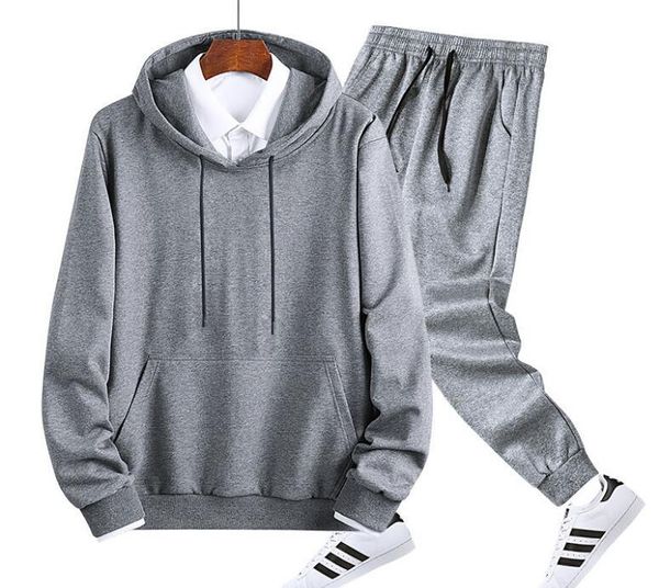 

2021 new fashion men's sets street men hoodies suit comfortable male tracksuit yxc7, Gray