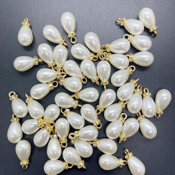 

new 8 pcs diy 10x20mm mini acrylic pearl pendant water drop beads charm earrings ornaments jewelry maki sqcyot, Black