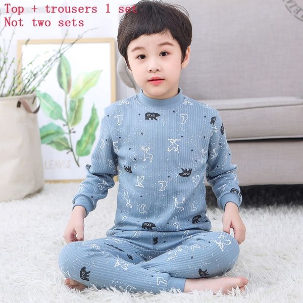 

children's warm underwear thick set thickened winter collar cotton boy girl cotton baby pajamas three layers middle collar y200114, Blue;red