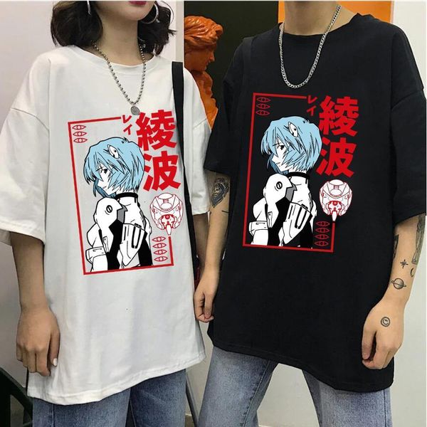 

2021 harajuku japan anime rei ayanami t shirt men manga streetwear t-shirt casual short sleeve oversized tshirt homme, White;black