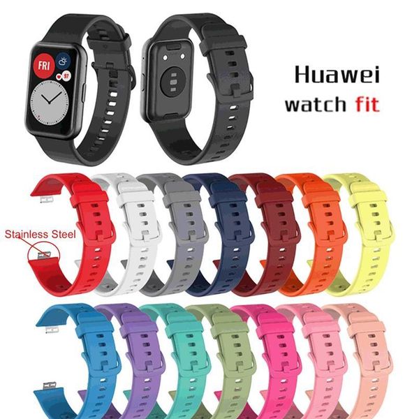 

sile strap for huawei watch fit smart watches soft sport waterproof wrist band watchband bracelet accessories for hu qylppo, Black;brown