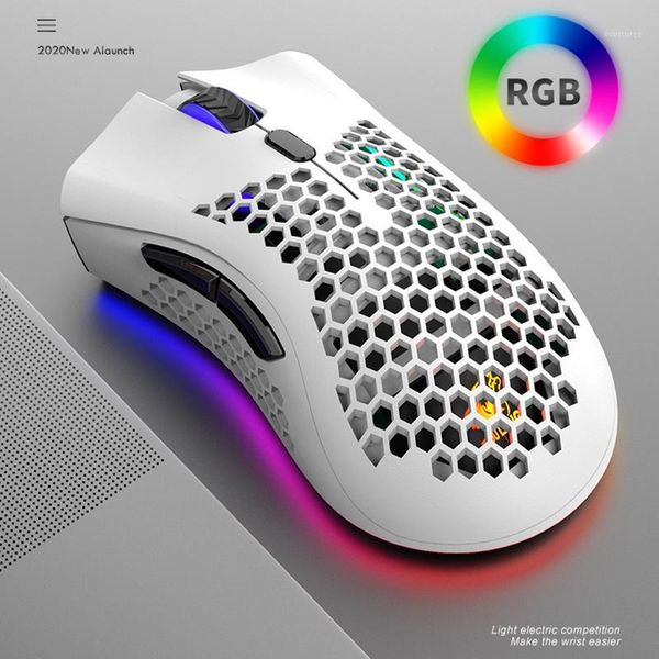 

for pc computer lap1pc wireless ergonomics gaming mouse rgb backlight 2400 dpi 7 buttons honeycomb shell mice pohiks1