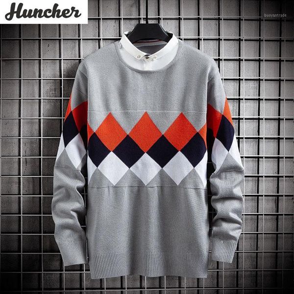 

men's sweaters huncher mens knitted sweater men 2021 winter vintage jumper patchwork oversized casual pullover korean grey for men1, White;black