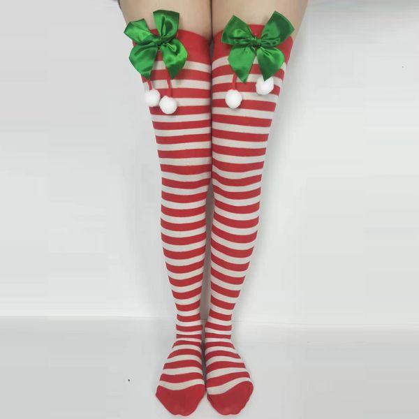 

christmas 2020 women girls stripe printed chriatmas party knee stockings designer socks new fashion kobieta skarpety, Black;white
