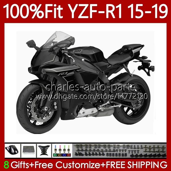 Einspritzverkleidungen für Yamaha YZF R 1 1000CC YZF-R1 2015–2019, flaches Schwarz, 104Nr