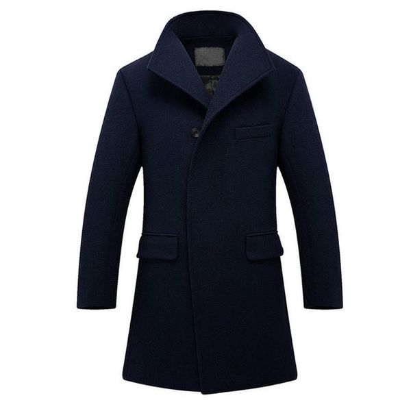 

2020 new casual long wool overcoat man, Black