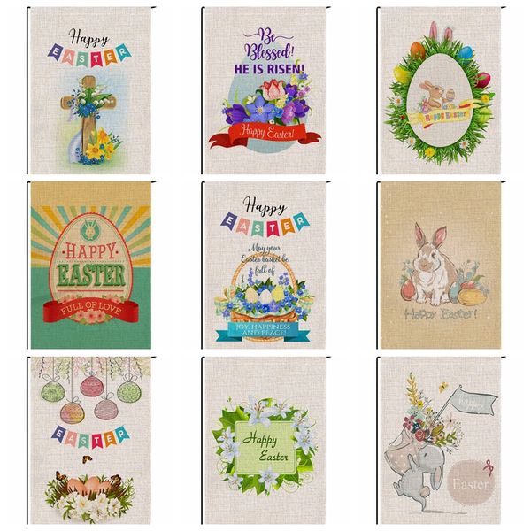 

new easter garden flags colorful double-sided printing bunny cross egg letters pattern flag banners customized vtky2203
