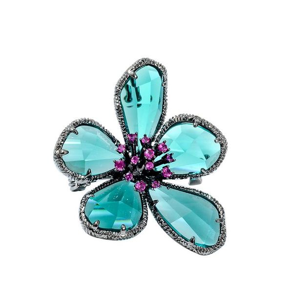 

pins, brooches ajojewel women's crystal flower brooch vintage jewelry retro style decoration for suit sweater shirt broche femme, Gray