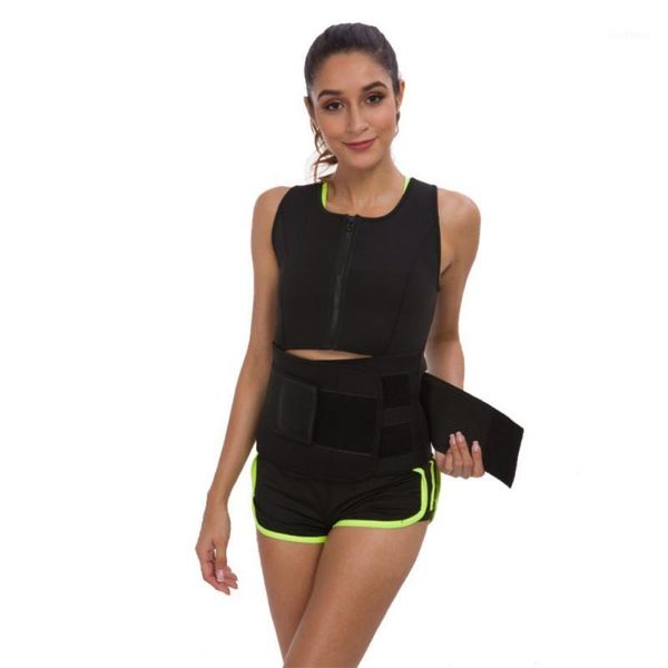

h sweat sauna suit tank vest sports bra slimming corset with adjustable waist shaper belly band trainer belt burn fat1, Black;gray