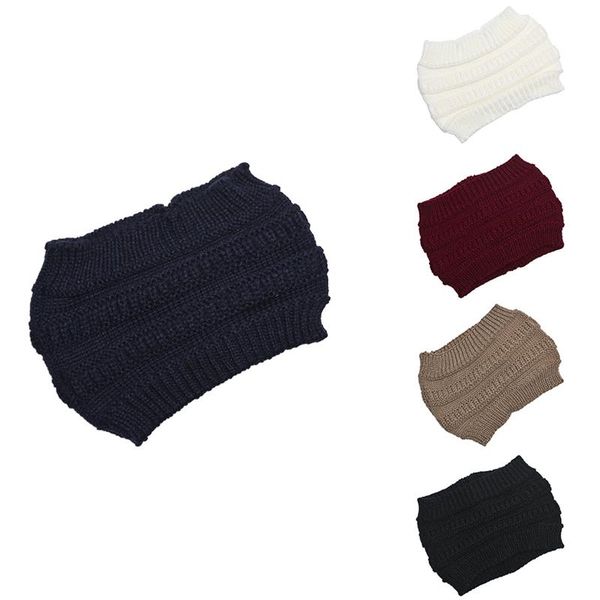 

beanies autumn and winter ladies knitted hairband widened face wash headgear empty ponytail woolen hat
