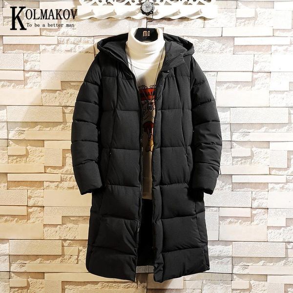 

kolmakov men's winter cotton-padded jacket coats medium length winter coat with hood solid color thickened and relaxed male1, Black