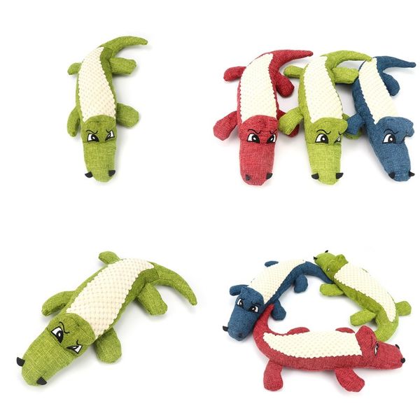 Phonation Dog Toys Моделирование крокодиловые износостойкие устойчивые игрушечные животные льняные сращивания домашних животных интерактивные принадлежности 3 цвета 29см Горячая распродажа 7 5BH G2